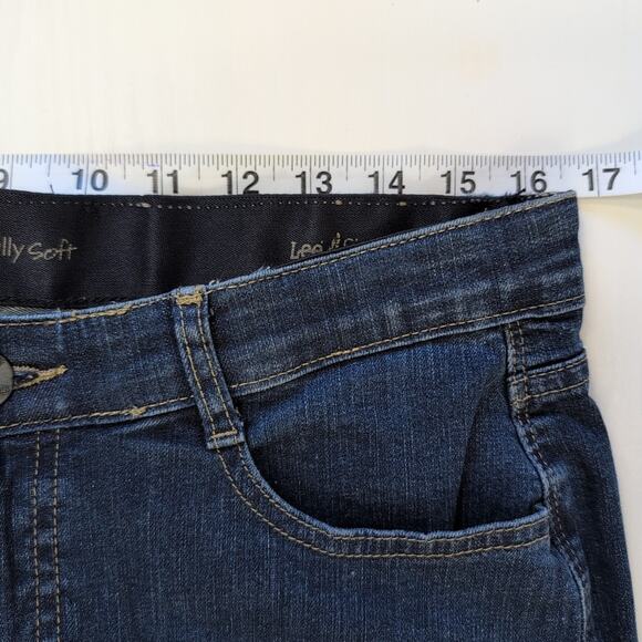 Lee Sinfully Soft Jeans Womens Petite Size 8 Blue Stretch Back Flap Elastic Wais - Picture 7 of 16